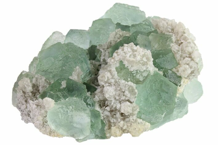 Green Stepped Fluorite Crystals on Quartz - China #163232